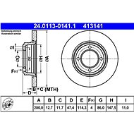 ATE brake disc 24.0113-0141.1, set of 2 - Brake Disc