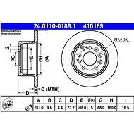 ATE 410189 brake disc 24.0110-0189.1, set of 2 - Brake Disc
