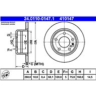 ATE 410147 brake disc 24.0110-0147.1, set of 2 - Brake Disc
