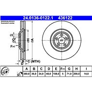 ATE 436122 brake disc 24.0136-0122.1, set of 2 - Brake Disc