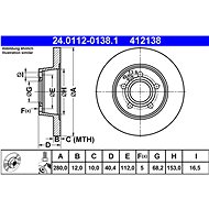 ATE 412138 brake disc 24.0112-0138.1, set of 2 - Brake Disc