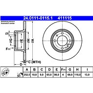 ATE 411115 brake disc 24.0111-0115.1, set of 2 - Brake Disc