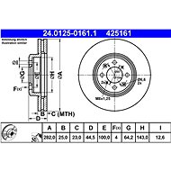 ATE 425161 brake disc 24.0125-0161.1, set of 2 - Brake Disc