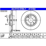 ATE 413184 brake disc 24.0113-0184.1, set of 2 - Brake Disc