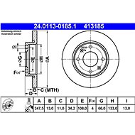 ATE 413185 brake disc 24.0113-0185.1, set of 2 - Brake Disc