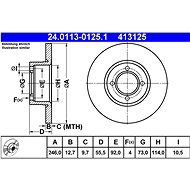 ATE 413125 brake disc 24.0113-0125.1, set of 2 - Brake Disc