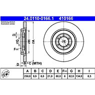 ATE 410166 brake disc 24.0110-0166.1, set of 2 - Brake Disc