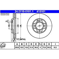 ATE 418101 brake disc 24.0118-0101.1, set of 2 - Brake Disc