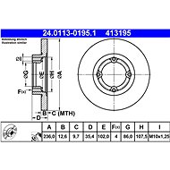 ATE 413195 brake disc 24.0113-0195.1, set of 2 - Brake Disc