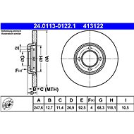 ATE 413122 brake disc 24.0113-0122.1, set of 2 - Brake Disc