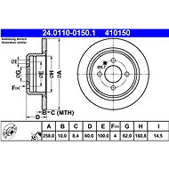 ATE 410150 brake disc 24.0110-0150.1, set of 2 - Brake Disc