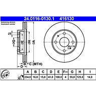 ATE 416130 brake disc 24.0116-0130.1, set of 2 - Brake Disc