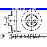 ATE brake disc 24.0109-0136.1, set of 2 - Brake Disc