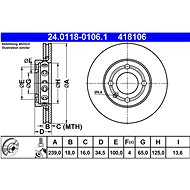 ATE 418106 brake disc 24.0118-0106.1, set of 2 - Brake Disc