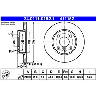 ATE 411152 brake disc 24.0111-0152.1, set of 2 - Brake Disc