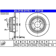 ATE 410118 brake disc 24.0110-0118.1, set of 2 - Brake Disc
