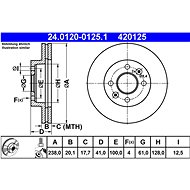 ATE 420125 brake disc 24.0120-0125.1, set of 2 - Brake Disc