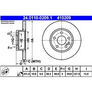 ATE 410209 brake disc 24.0110-0209.1, set of 2 - Brake Disc