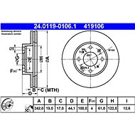 ATE 419106 brake disc 24.0119-0106.1, set of 2 - Brake Disc