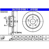 ATE 410186 brake disc 24.0110-0186.1, set of 2 - Brake Disc