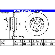 ATE 412102 brake disc 24.0112-0102.1, set of 2 - Brake Disc