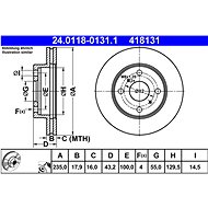 ATE 418131 brake disc 24.0118-0131.1, set of 2 - Brake Disc
