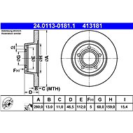 ATE 413181 brake disc 24.0113-0181.1, set of 2 - Brake Disc