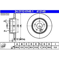 ATE 412149 brake disc 24.0112-0149.1, set of 2 - Brake Disc