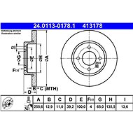 ATE 413178 brake disc 24.0113-0178.1, set of 2 - Brake Disc