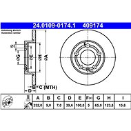 ATE 409174 brake disc 24.0109-0174.1, set of 2 - Brake Disc