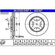 ATE 422167 brake disc 24.0122-0167.1, set of 2 - Brake Disc
