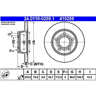 ATE 410259 brake disc 24.0110-0259.1, set of 2 - Brake Disc