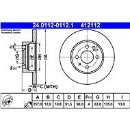 ATE 412112 brake disc 24.0112-0112.1, set of 2 - Brake Disc