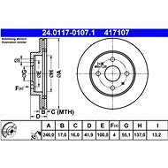 ATE 417107 brake disc 24.0117-0107.1, set of 2 - Brake Disc