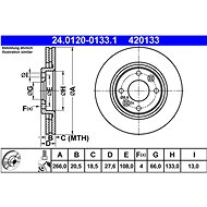 ATE 420133 brake disc 24.0120-0133.1, set of 2 - Brake Disc