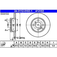 ATE 412153 brake disc 24.0112-0153.1, set of 2 - Brake Disc