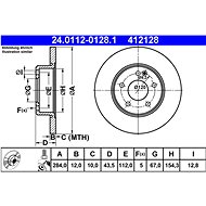 ATE 412128 brake disc 24.0112-0128.1, set of 2 - Brake Disc