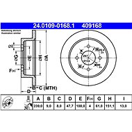 ATE 409168 brake disc 24.0109-0168.1, set of 2 - Brake Disc