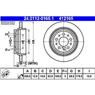 ATE 412165 brake disc 24.0112-0165.1, set of 2 - Brake Disc