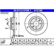 ATE 412198 brake disc 24.0112-0198.1, set of 2 - Brake Disc