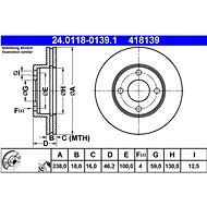 ATE 418139 brake disc 24.0118-0139.1, set of 2 - Brake Disc