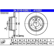 ATE 410202 brake disc 24.0110-0202.1, set of 2 - Brake Disc