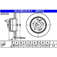 ATE 409114 brake disc 24.0109-0114.1, set of 2 - Brake Disc