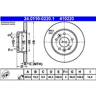 ATE 410220 brake disc 24.0110-0220.1, set of 2 - Brake Disc