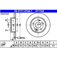 ATE 411144 brake disc 24.0111-0144.1, set of 2 - Brake Disc