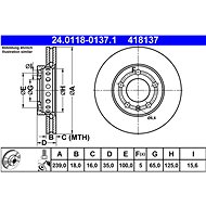 ATE 418137 brake disc 24.0118-0137.1, set of 2 - Brake Disc
