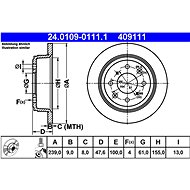 ATE 409111 brake disc 24.0109-0111.1, set of 2 - Brake Disc