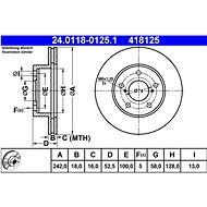 ATE brake disc 24.0118-0125.1, set of 2 - Brake Disc