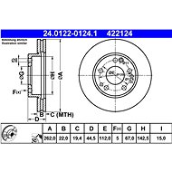 ATE 422124 brake disc 24.0122-0124.1, set of 2 - Brake Disc
