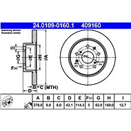 ATE 409160 brake disc 24.0109-0160.1, set of 2 - Brake Disc